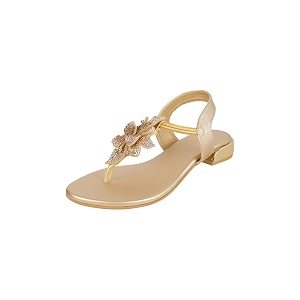 Metro Women Synthetic Floral Embellished Flat Sandal