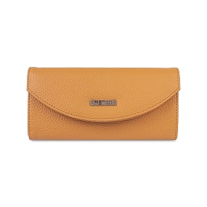 metro women yellow faux leather casual wallet with magnetic flap closure 95-133