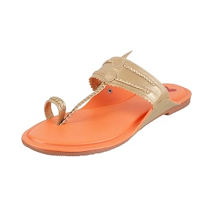 Metro Womens Gold Leather Stylish Fashion Kolhapuris