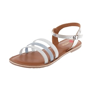 Metro Womens Gold Faux Leather Flat Strappy