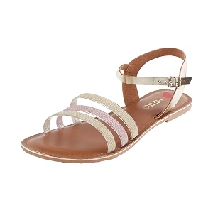 Metro Womens Gold Faux Leather Flat Strappy