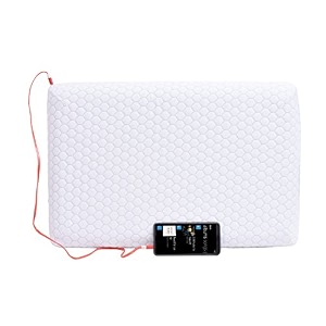 metron -music smart speaker bed sleep foam pillow with built-in stereo speakers comfort level firm support standard yellow