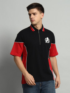 METRONAUT Cartoon Men Polo Neck Navy Blue
