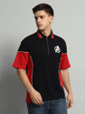 METRONAUT Cartoon Men Polo Neck Navy Blue