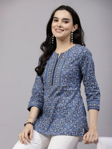 METRONAUT Casual Printed Women Blue Top