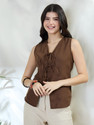 METRONAUT Casual Solid Women Brown Top