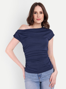 METRONAUT Casual Solid Women Dark Blue Top