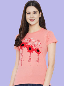 METRONAUT Graphic Print Women Round Neck Pink