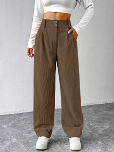 METRONAUT Loose Fit Women Brown Trousers