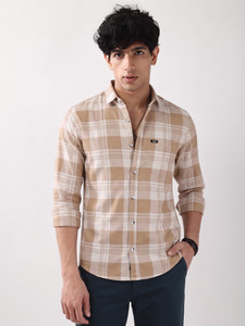 METRONAUT Men Checkered Casual Brown Shirt