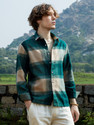 METRONAUT Men Checkered Casual Green Beige Shirt