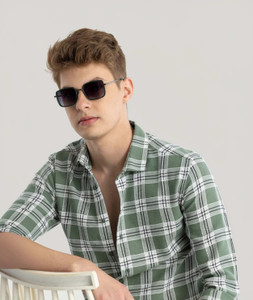 METRONAUT Men Checkered Casual Green Shirt