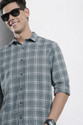 METRONAUT Men Checkered Casual Grey Shirt