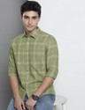 METRONAUT Men Checkered Casual Light Green Shirt