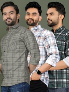 METRONAUT Men Checkered Casual Multicolor Shirt