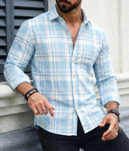 METRONAUT Men Checkered Casual White Shirt