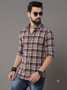 METRONAUT Men Regular Fit Checkered Spread Collar