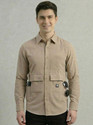 METRONAUT Men Self Design Casual Beige Shirt