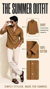 METRONAUT Men Solid Casual Brown Shirt