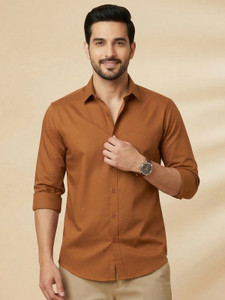 METRONAUT Men Solid Casual Brown Shirt