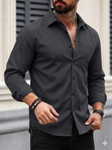 METRONAUT Men Solid Casual Grey Shirt