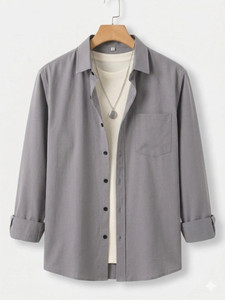 METRONAUT Men Solid Casual Grey Shirt