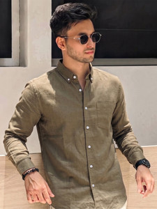 METRONAUT Men Solid Casual Khaki Shirt