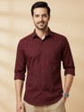 METRONAUT Men Solid Casual Maroon Shirt