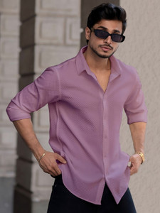 metronaut men regular fit solid spread collar casual shirt