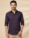 METRONAUT Men Solid Casual Purple Shirt