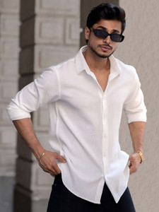 metronaut men regular fit solid spread collar casual shirt