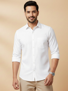 METRONAUT Men Solid Casual White Shirt