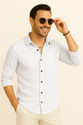 METRONAUT Men Self Design Casual White Shirt