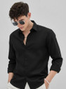 METRONAUT Men Solid Formal Black Shirt