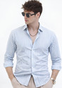 METRONAUT Men Striped Casual Blue Shirt
