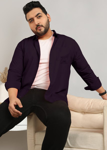 METRONAUT PLUS Men Solid Casual Purple Shirt