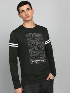 METRONAUT Printed Men Round Neck Dark Green