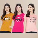 METRONAUT Printed Women Round Neck Multicolor T-Shirt