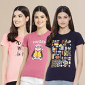 METRONAUT Printed Women Round Neck Multicolor T-Shirt