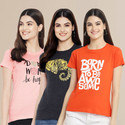 METRONAUT Printed Women Round Neck Multicolor T-Shirt