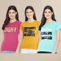 METRONAUT Printed Women Round Neck Multicolor T-Shirt