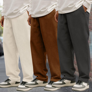 METRONAUT Relaxed Men Beige Brown Grey Trousers