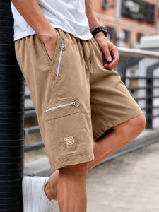 METRONAUT Self Design Men Beige Cargo Shorts