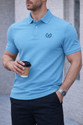 METRONAUT Self Design Men Polo Neck Blue