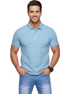 METRONAUT Solid Men Polo Neck Light Blue