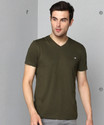 METRONAUT Solid Men V Neck Dark Green T-Shirt