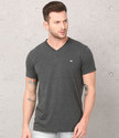 METRONAUT Solid Men V Neck Grey T-Shirt