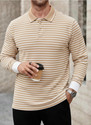 METRONAUT Striped Men Polo Neck Beige T-Shirt