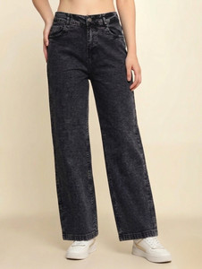 METRONAUT Wide Leg Women Black Jeans