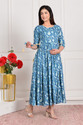 METRONAUT Women Fit and Flare Blue MidiCalf